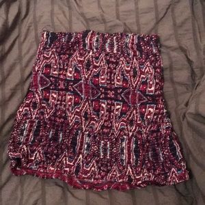 Multi colored strapless top